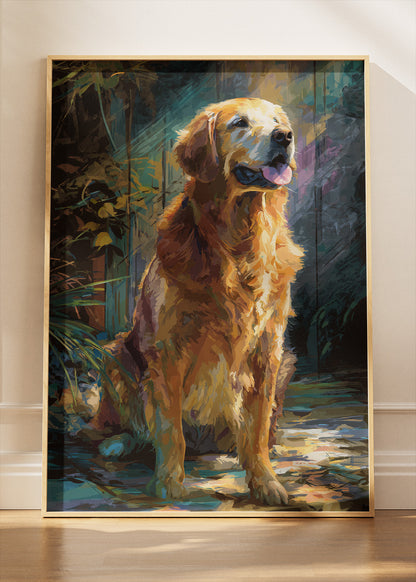 Golden Retriever Wall Art Poster & Canvas Print – Warm Painterly Dog Illustration