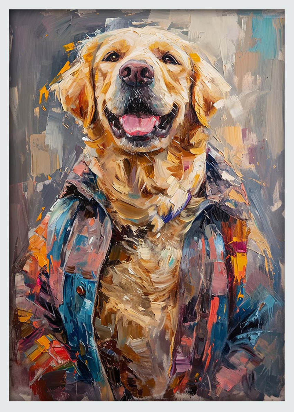 Golden Retriever in Flannel – Happy Dog Canvas & Poster Wall Art – T1070 – AiPrintLab