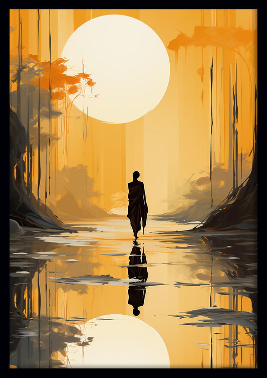 Golden Serenity Monk Canvas Art & Poster – T615 – AiPrintLab