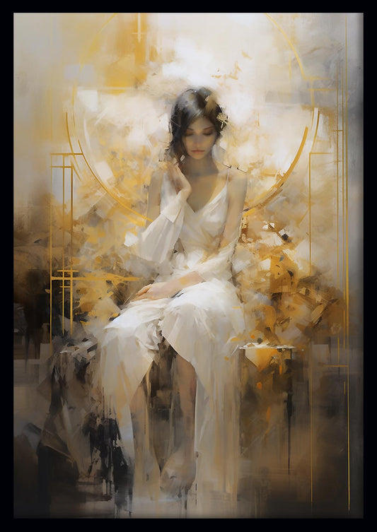 Golden Serenity Woman Abstract Canvas Art & Poster – T633 – AiPrintLab