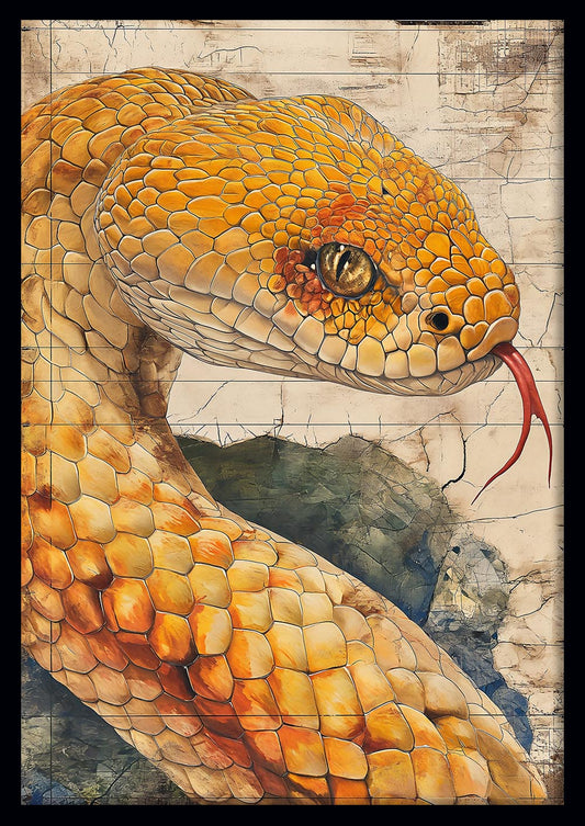 Golden Snake Close-Up Canvas Print & Poster – T583 – AiPrintLab