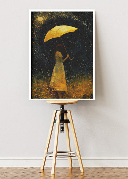 Golden Umbrella Night Dream Canvas & Poster Print – AI PRINT LAB
