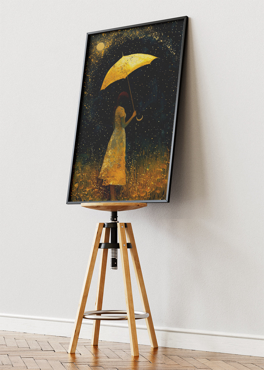 Golden Umbrella Night Dream Canvas & Poster Print – AI PRINT LAB