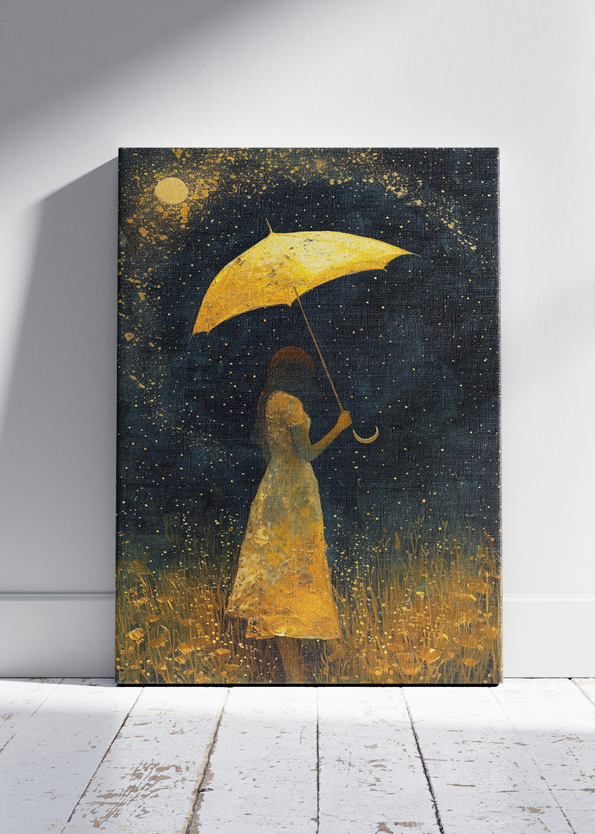 Golden Umbrella Night Dream Canvas & Poster Print – AI PRINT LAB