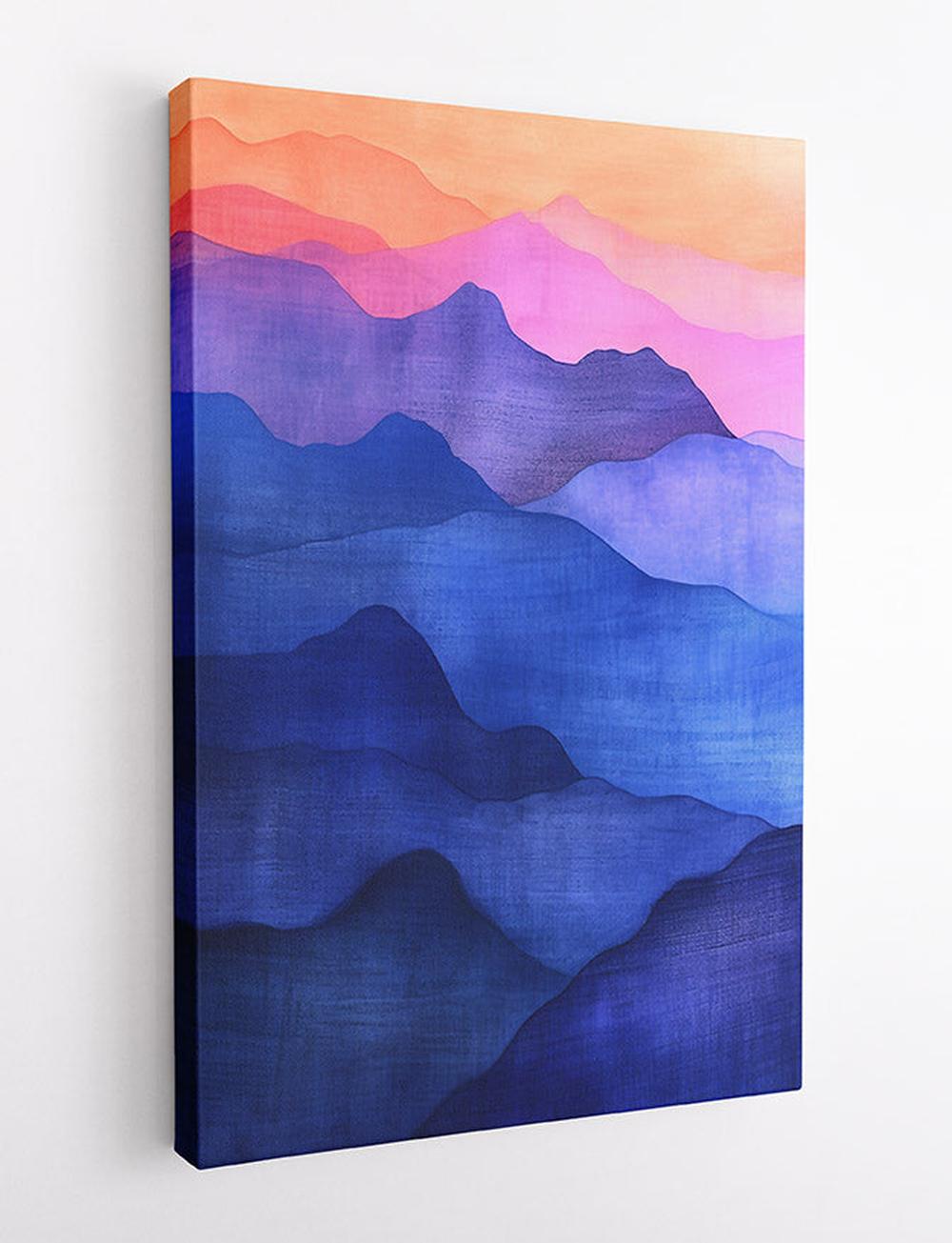 Gradient Sunset Mountains Abstract Canvas Art & Poster – T716 – AiPrintLab