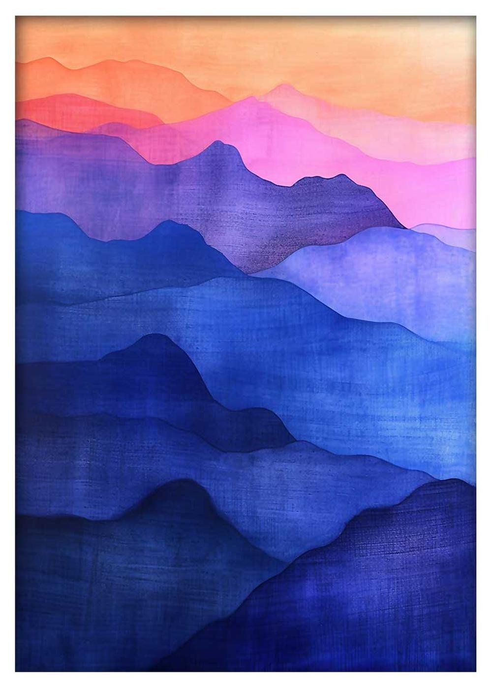 Gradient Sunset Mountains Abstract Canvas Art & Poster – T716 – AiPrintLab
