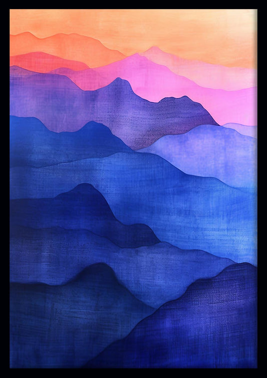 Gradient Sunset Mountains Abstract Canvas Art & Poster – T716 – AiPrintLab