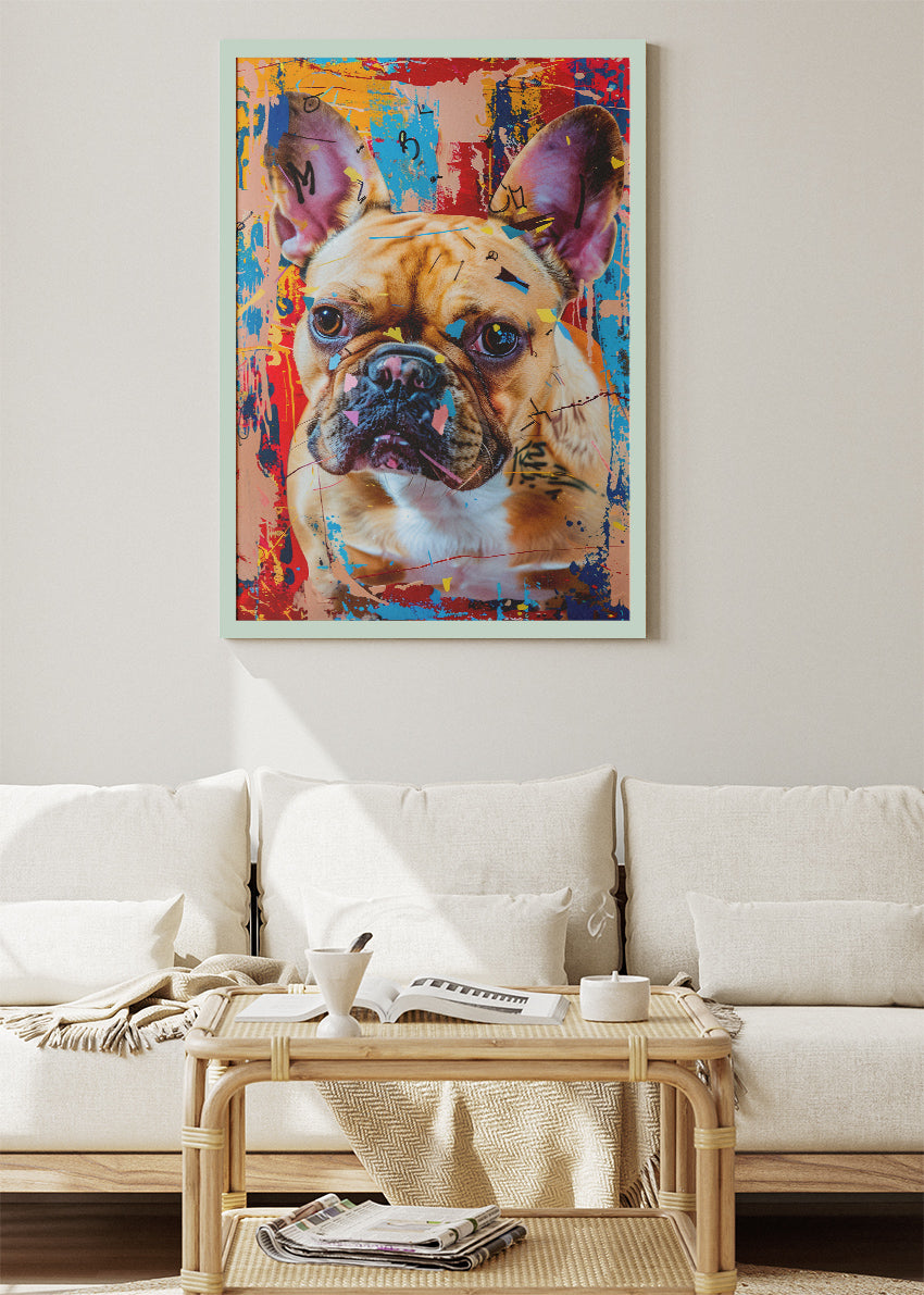 Graffiti French Bulldog Canvas Print & Poster – Urban Pop Art Dog Wall Decor