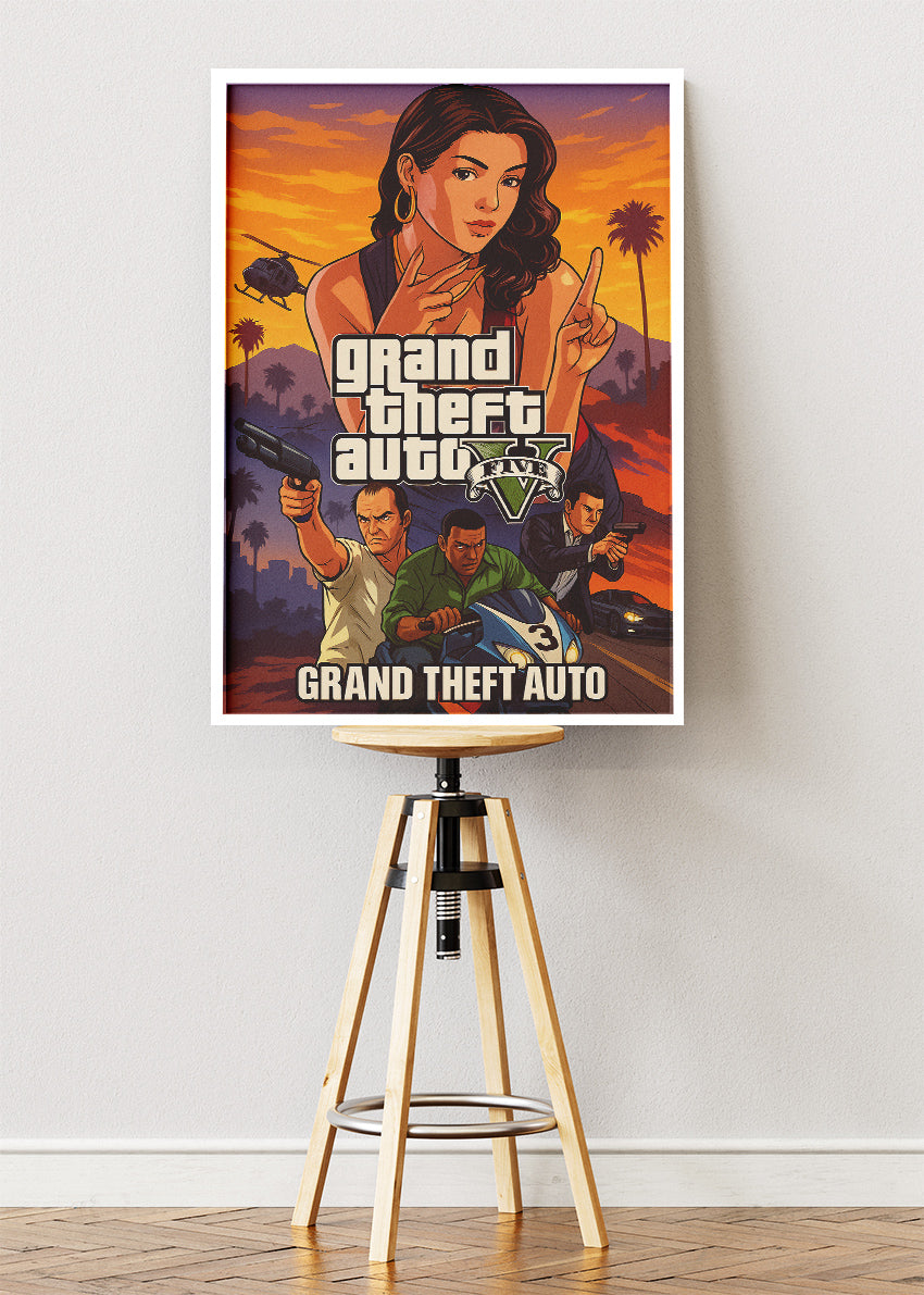 Grand Theft Auto Inspired Gaming Wall Art Poster & Canvas