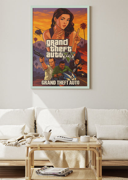 Grand Theft Auto Inspired Gaming Wall Art Poster & Canvas