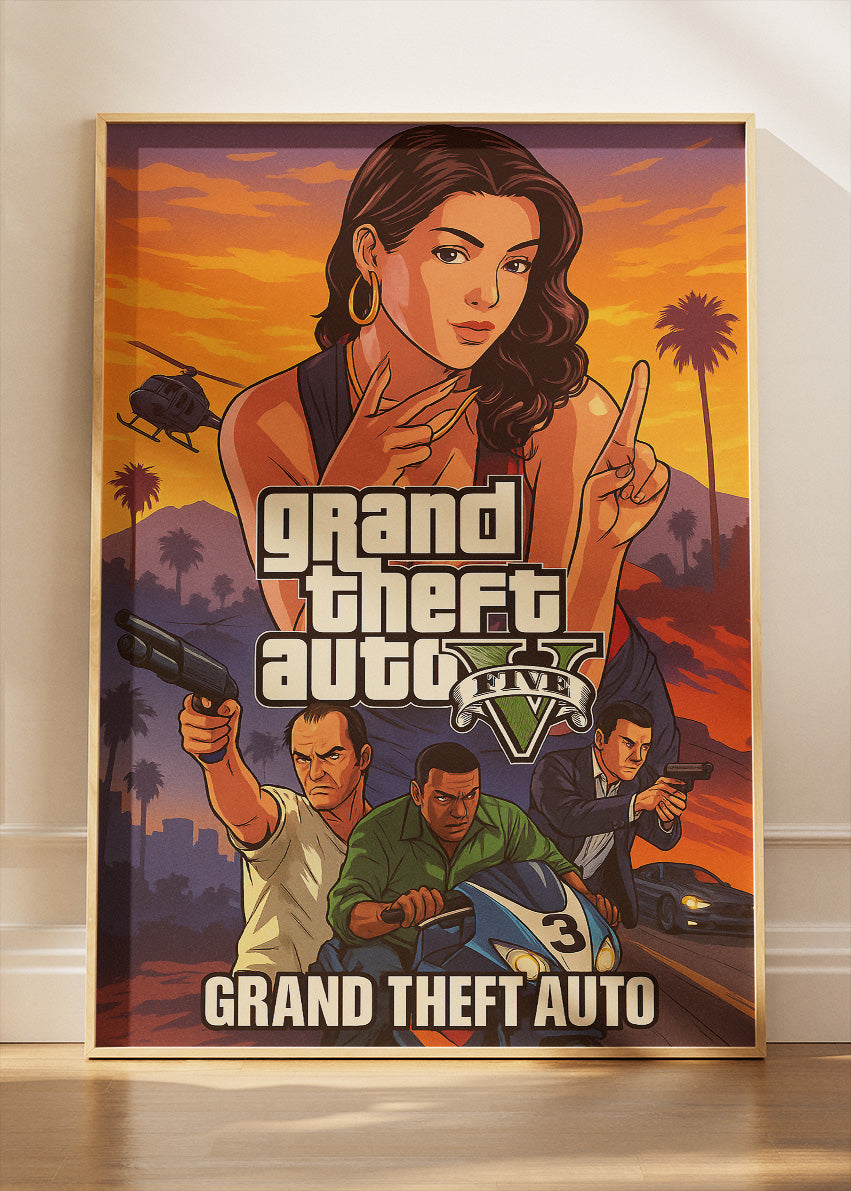Grand Theft Auto Inspired Gaming Wall Art Poster & Canvas