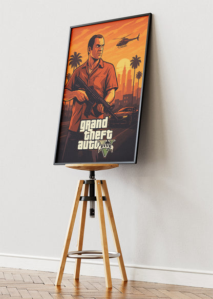 Grand Theft Auto V Action Gaming Wall Art Poster & Canvas