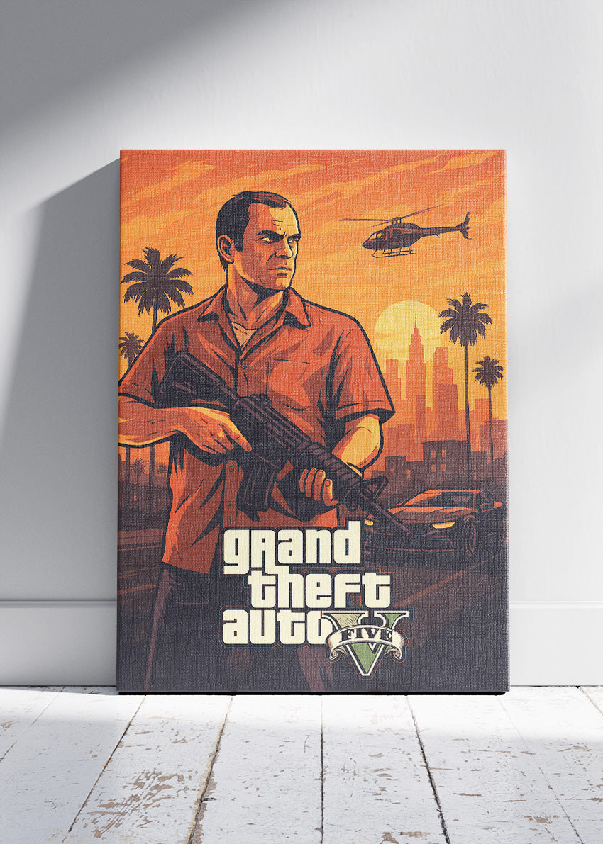 Grand Theft Auto V Action Gaming Wall Art Poster & Canvas