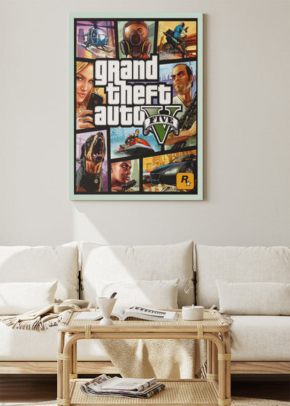 Grand Theft Auto V Wall Art Poster & Canvas – Iconic Game Moments Collage Gaming Artwork
