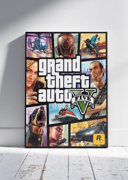 Grand Theft Auto V Wall Art Poster & Canvas – Iconic Game Moments Collage Gaming Artwork