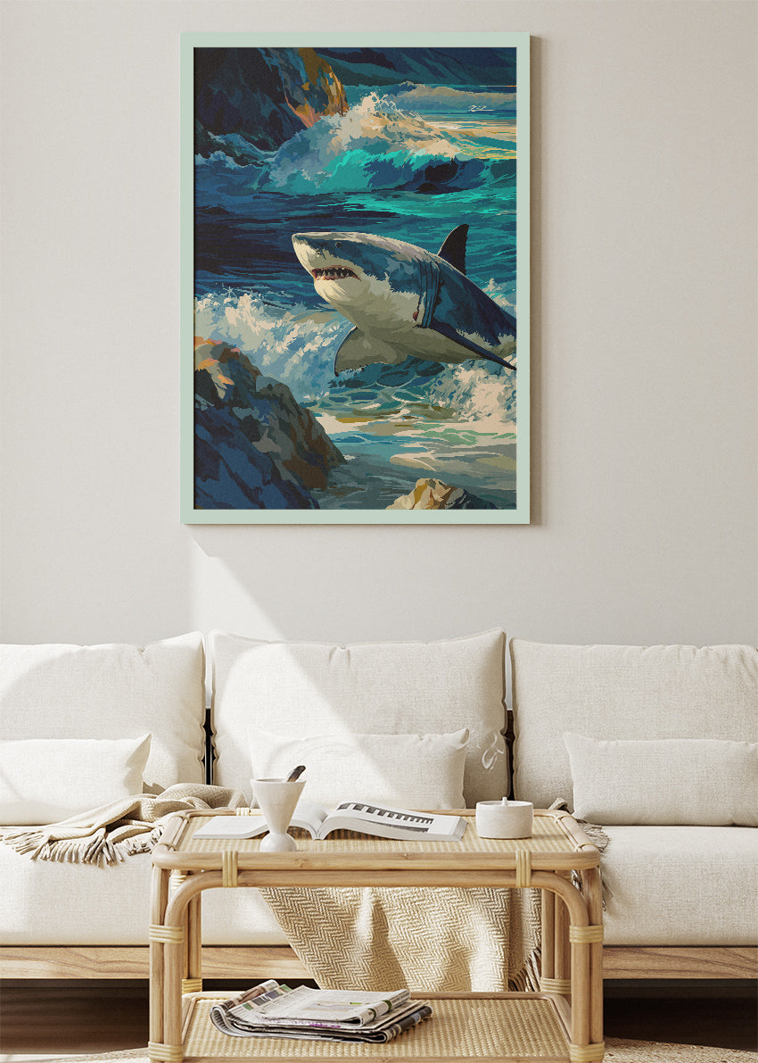 Great White Shark Canvas Print & Poster – Ocean Predator Wall Art