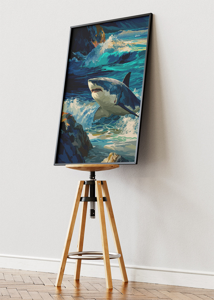 Great White Shark Canvas Print & Poster – Ocean Predator Wall Art