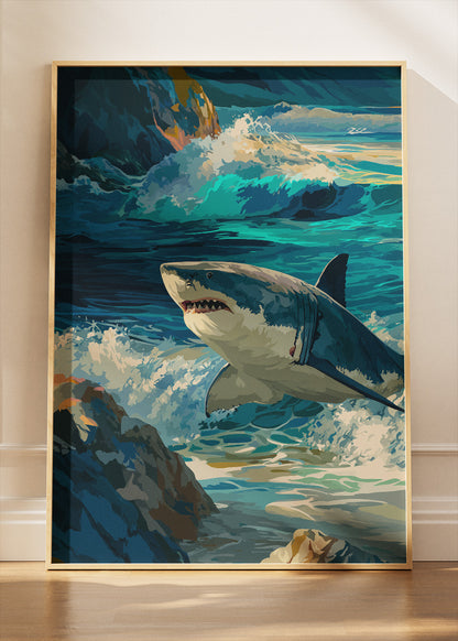 Great White Shark Canvas Print & Poster – Ocean Predator Wall Art