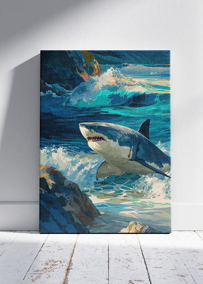 Great White Shark Canvas Print & Poster – Ocean Predator Wall Art