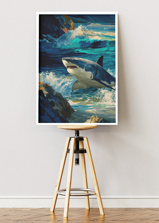 Great White Shark Canvas Print & Poster – Ocean Predator Wall Art