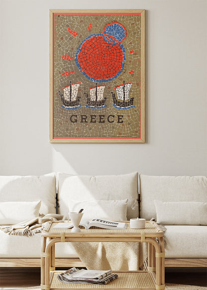 Greece Mosaic Art Poster & Canvas Print – Ancient Tile Style Illustration