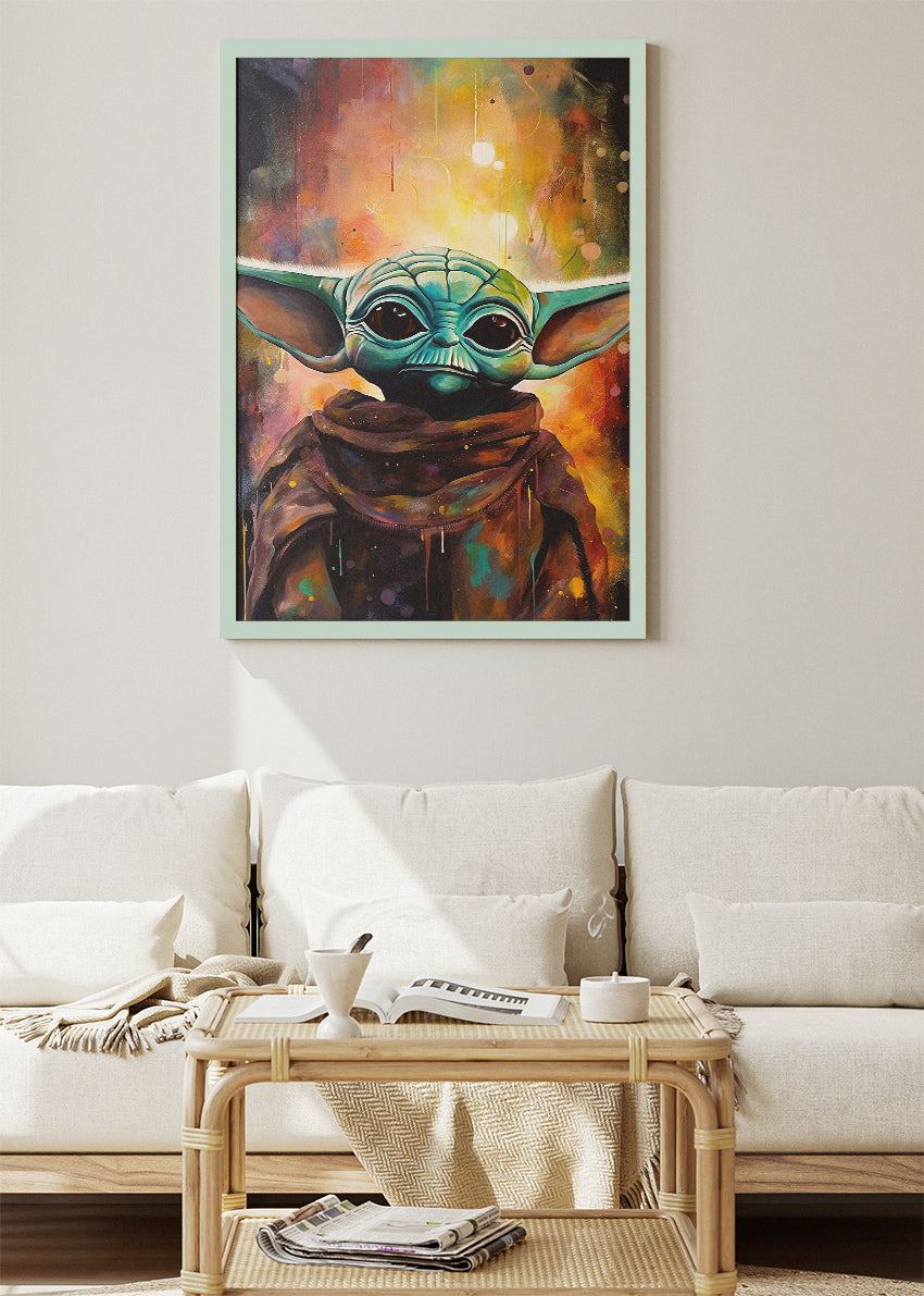 Grogu (Baby Yoda) Cosmic Glow Portrait Canvas & Poster Print – AI PRINT LAB