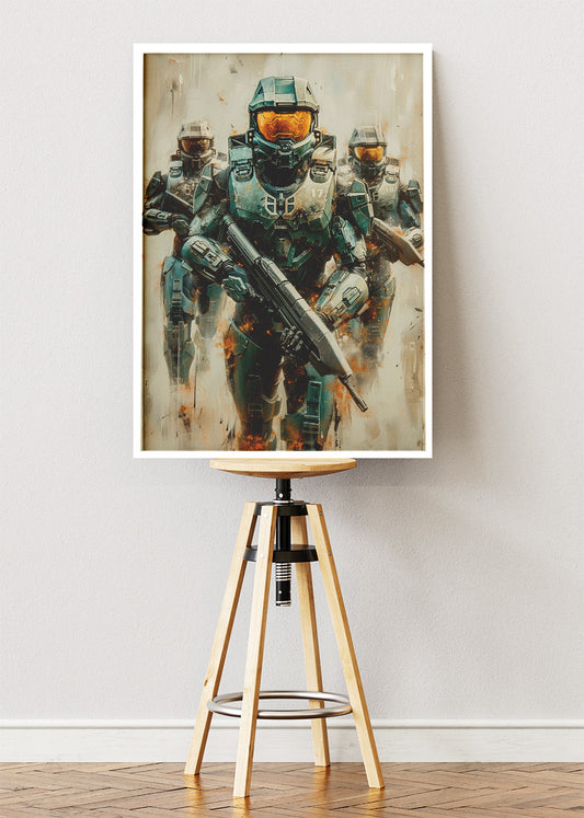 Halo Infinite Spartan Squad Gaming Wall Art Poster & Canvas
