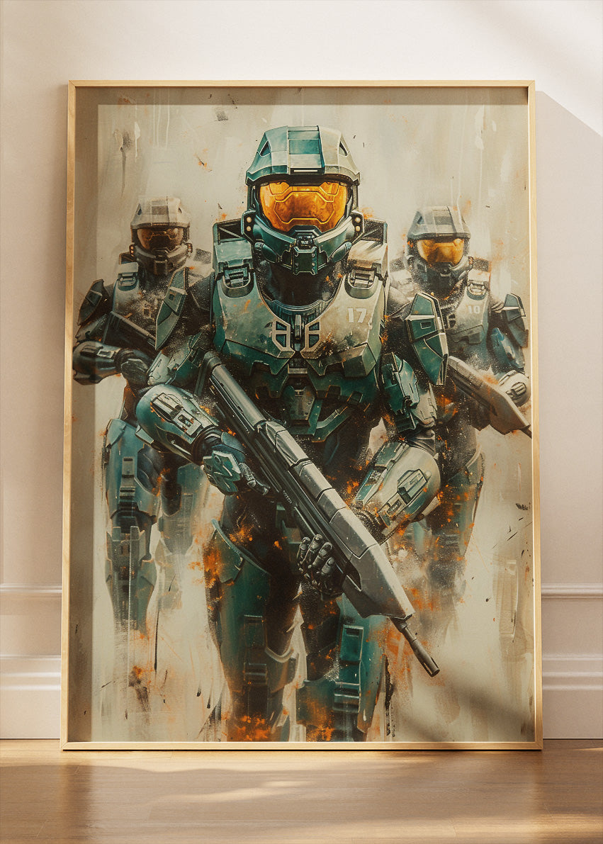 Halo Infinite Spartan Squad Gaming Wall Art Poster & Canvas
