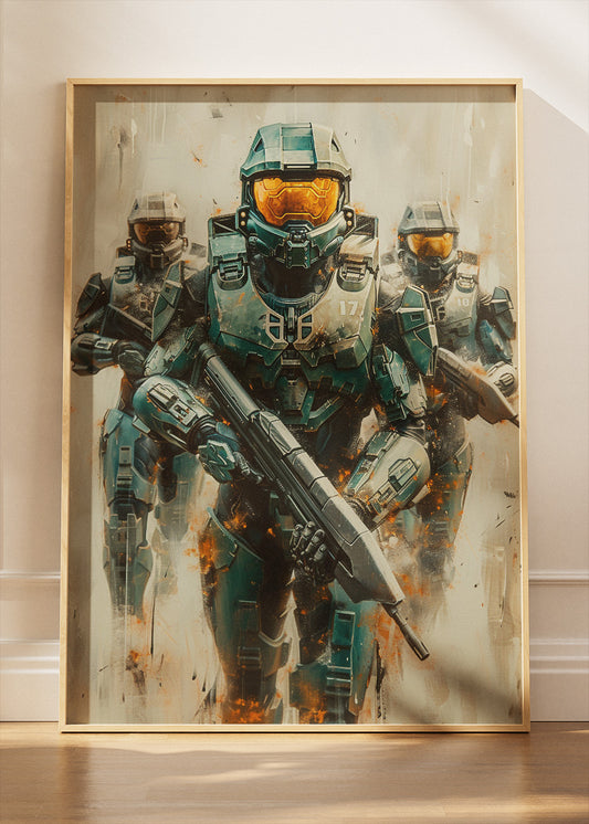 Halo Infinite Spartan Squad Gaming Wall Art Poster & Canvas