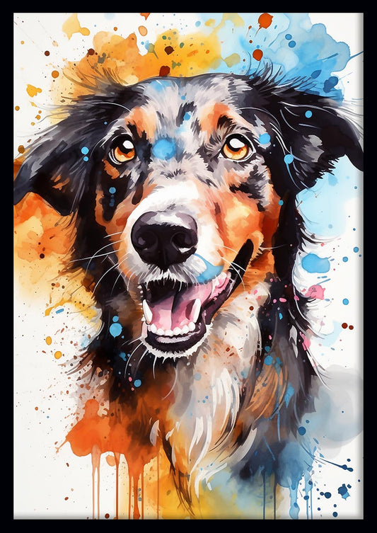 Happy Splash Dog Portrait Canvas Art & Poster – T653 – AiPrintLab