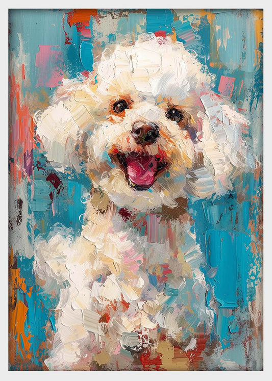 Happy Dog Portrait Canvas Wall Art & Poster Print | Colorful Impasto Pet Painting – T1316 – AiPrintlab