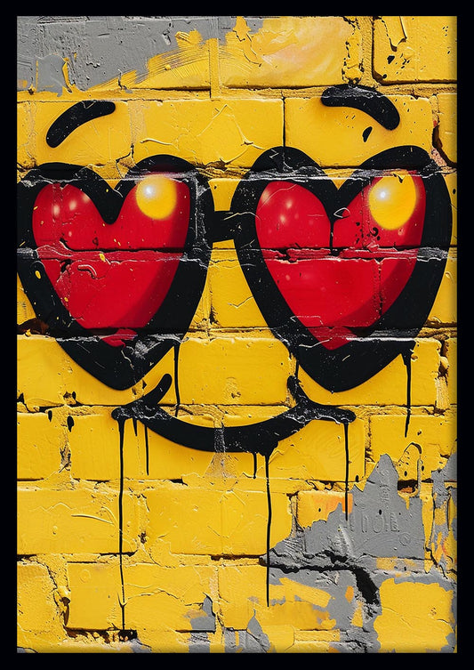 Heart Eyes Emoji Graffiti – Urban Street Pop Canvas & Poster Wall Art – T1252 – AiPrintLab