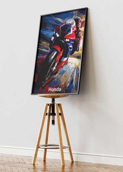 Honda Superbike Racing Motion Wall Art Poster & Canvas