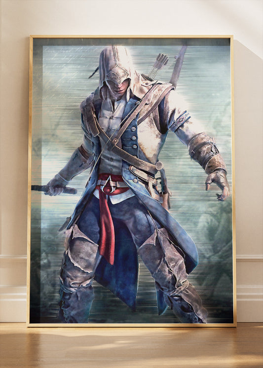 Hooded Assassin Warrior Wall Art | Stealth Action Game Style Poster & Canvas
