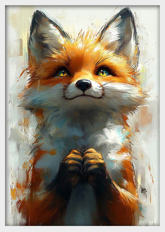 Hopeful Fox with Golden Eyes – Whimsical Animal Canvas & Poster Wall Art – T1307 – AiPrintLab