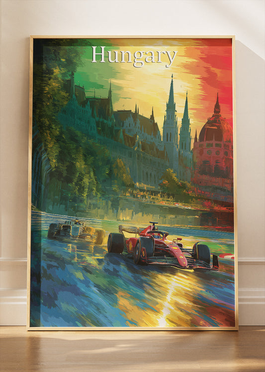 Hungary Budapest Formula 1 Sunset Racing Canvas Print & Poster – AI PRINT LAB