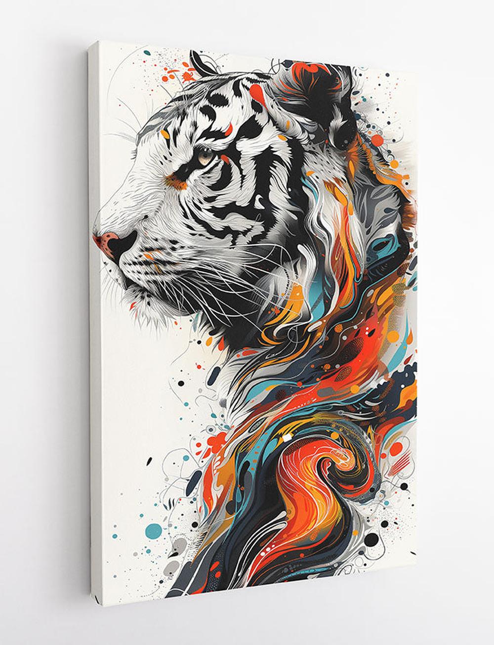 Inferno Gaze – Abstract Tiger Illustration Canvas & Poster Art – T812 – AiPrintLab