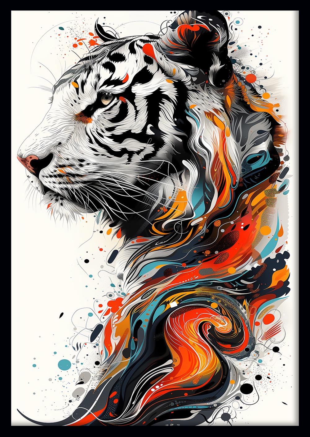 Inferno Gaze – Abstract Tiger Illustration Canvas & Poster Art – T812 – AiPrintLab