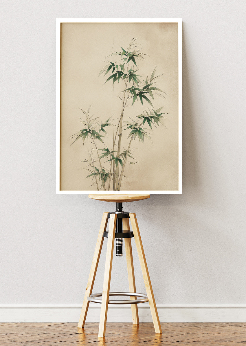 Japanese Bamboo Botanical Ink Style Canvas & Poster Print – AI PRINT LAB