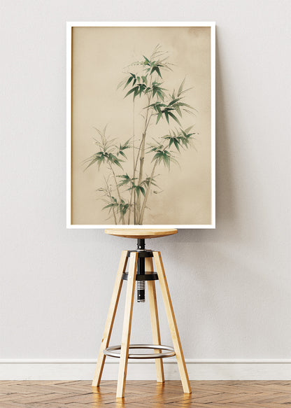 Japanese Bamboo Botanical Ink Style Canvas & Poster Print – AI PRINT LAB
