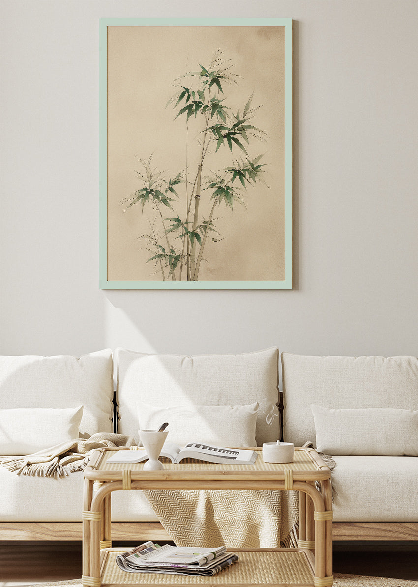 Japanese Bamboo Botanical Ink Style Canvas & Poster Print – AI PRINT LAB