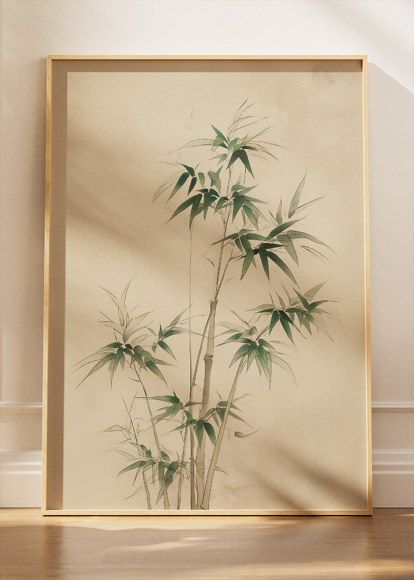 Japanese Bamboo Botanical Ink Style Canvas & Poster Print – AI PRINT LAB