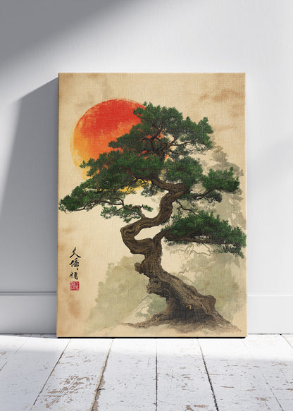 Japanese Bonsai Pine Tree Sunset Canvas & Poster Print – AI PRINT LAB