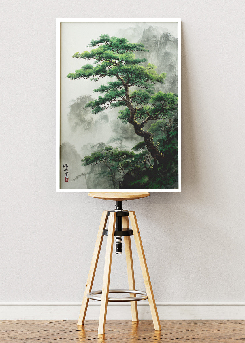 Japanese Mountain Pine Tree Landscape Canvas & Poster Print – AI PRINT LAB