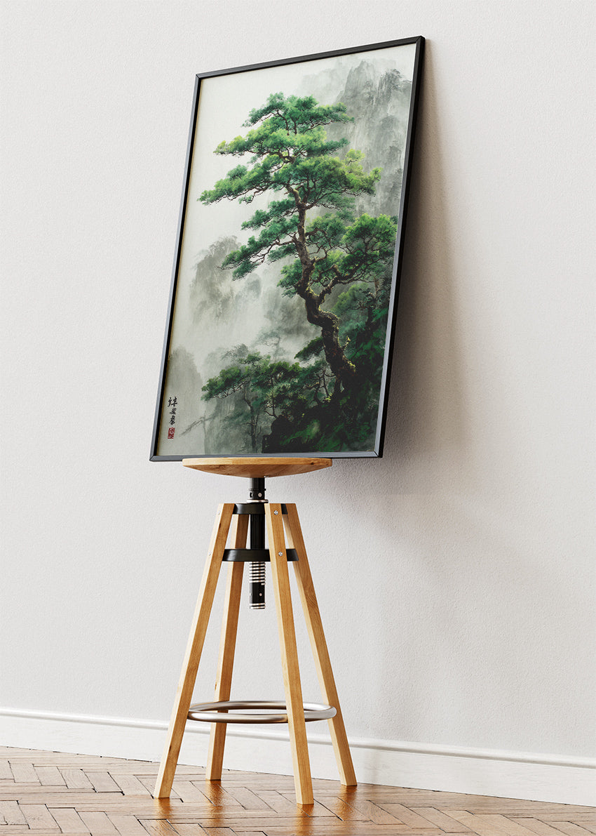 Japanese Mountain Pine Tree Landscape Canvas & Poster Print – AI PRINT LAB