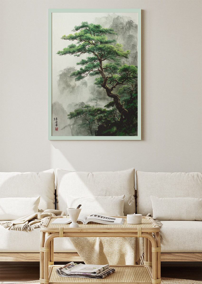 Japanese Mountain Pine Tree Landscape Canvas & Poster Print – AI PRINT LAB