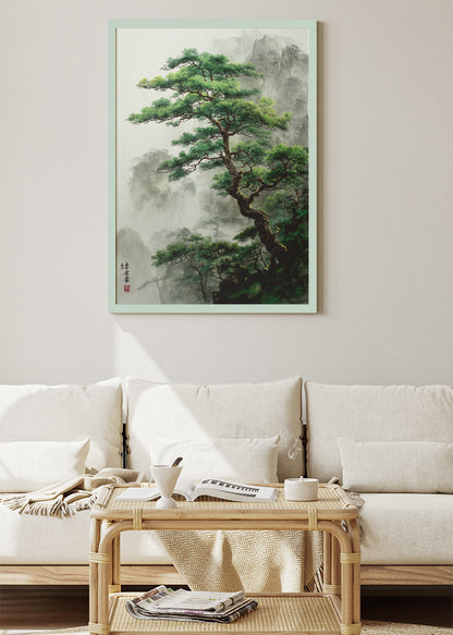Japanese Mountain Pine Tree Landscape Canvas & Poster Print – AI PRINT LAB