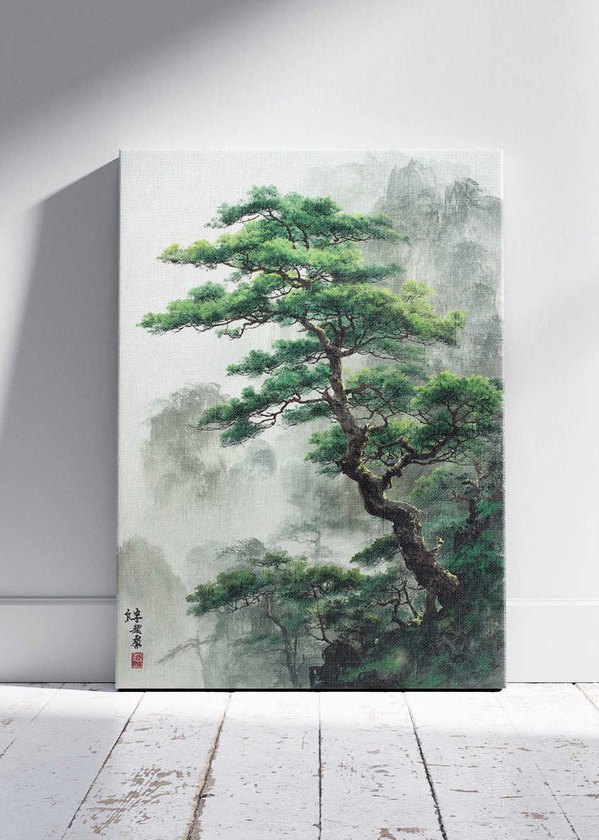 Japanese Mountain Pine Tree Landscape Canvas & Poster Print – AI PRINT LAB