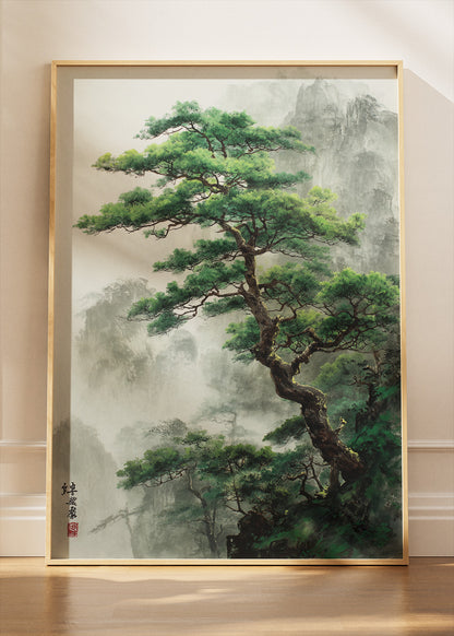 Japanese Mountain Pine Tree Landscape Canvas & Poster Print – AI PRINT LAB