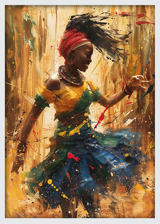Joyful African Dance Art – Colorful Movement Canvas & Poster Wall Print – T1080 – AiPrintLab